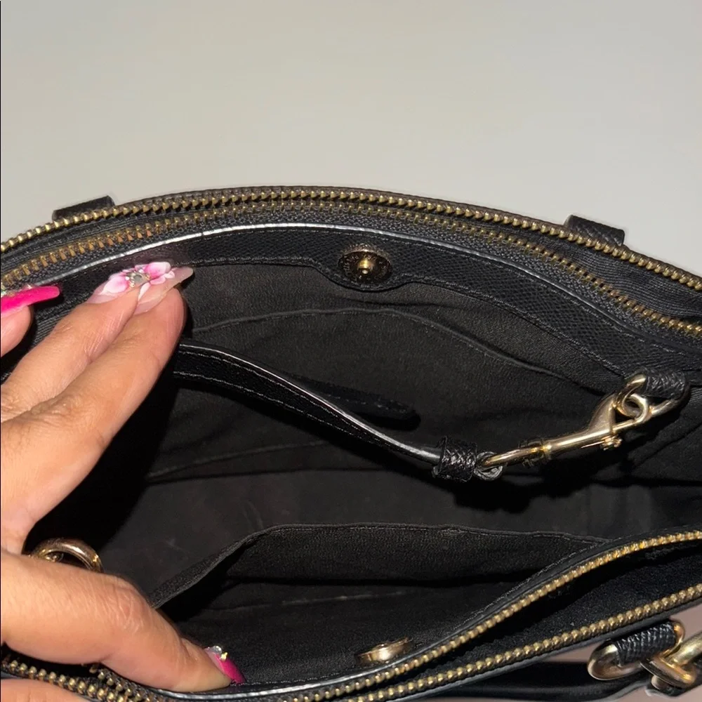 Coach Black Leather Satchel with Gold Hardware - Picture 3 of 4